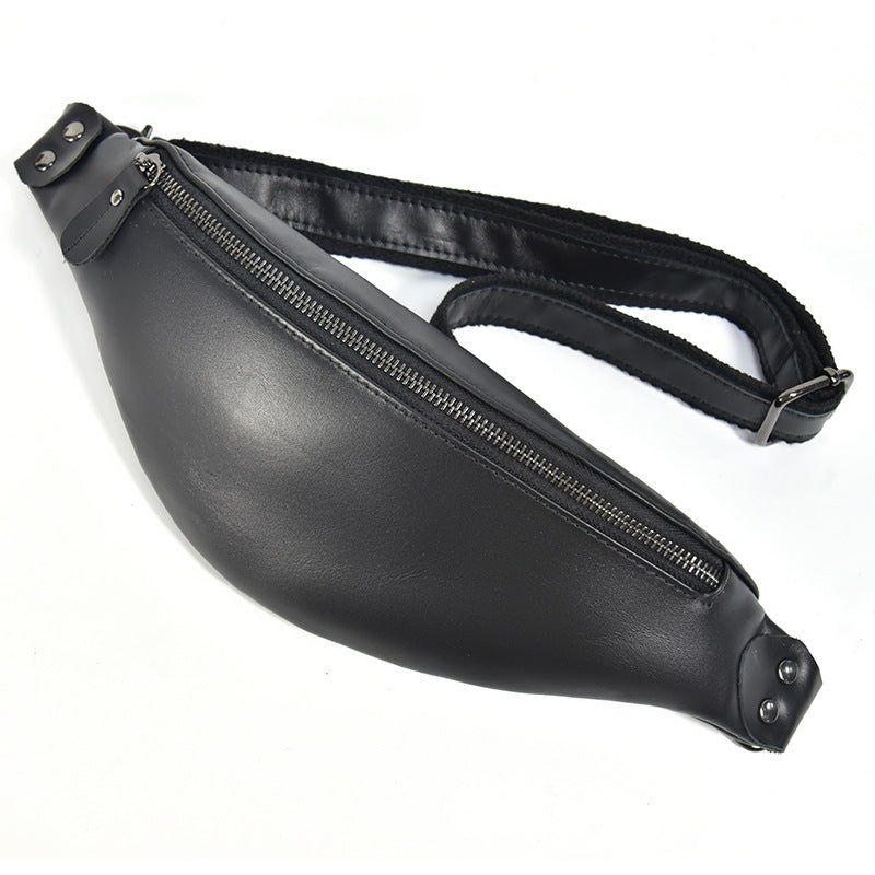 Sigrid Smooth Black Leather Waist Bag | Smooth Black Leather Fanny Pack STEEL HORSE LEATHER