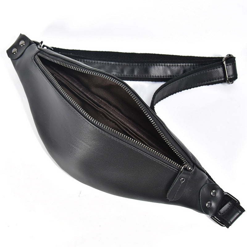 Sigrid Smooth Black Leather Waist Bag | Smooth Black Leather Fanny Pack STEEL HORSE LEATHER