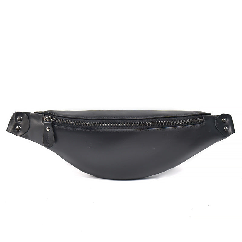 Sigrid Smooth Black Leather Waist Bag | Smooth Black Leather Fanny Pack STEEL HORSE LEATHER