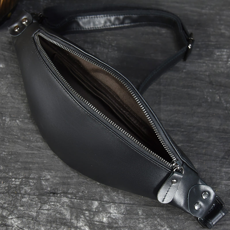 Sigrid Smooth Black Leather Waist Bag | Smooth Black Leather Fanny Pack STEEL HORSE LEATHER