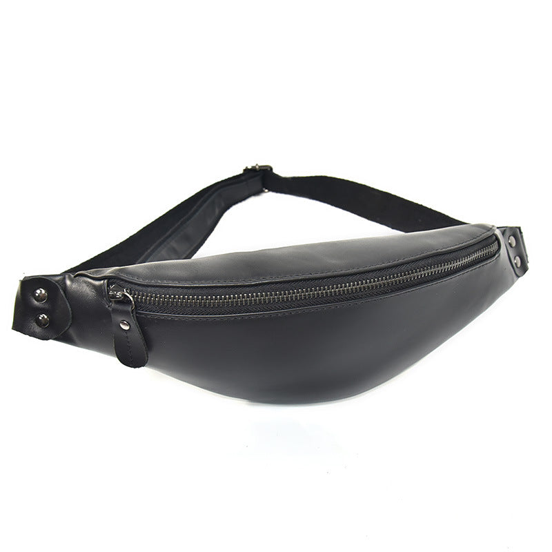 Sigrid Smooth Black Leather Waist Bag | Smooth Black Leather Fanny Pack STEEL HORSE LEATHER
