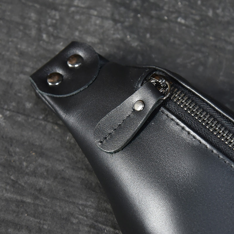 Sigrid Smooth Black Leather Waist Bag | Smooth Black Leather Fanny Pack STEEL HORSE LEATHER