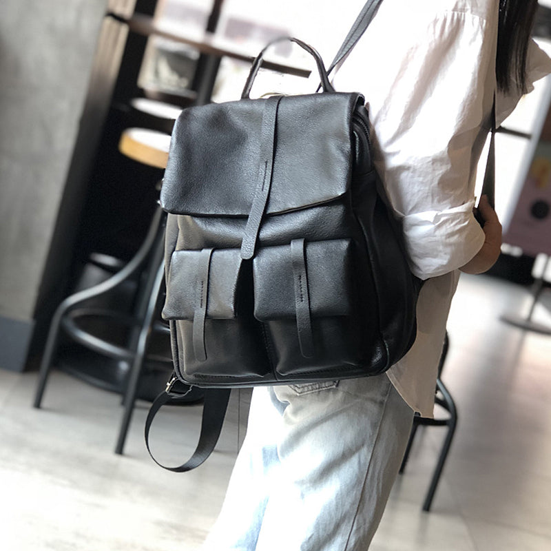 Stylish Full Grain Leather Backpack Natural Cow Leather Travel Backpack Women Leather School Backpack TSM1931 RockCow Leather Studio