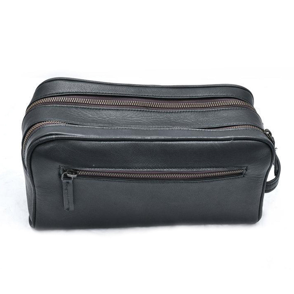 The Twin Section Toiletry- Black Classy Leather Bags