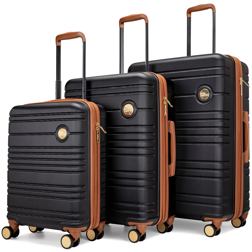 Brickell 3 Piece Expandable Retro Luggage Set Travellty