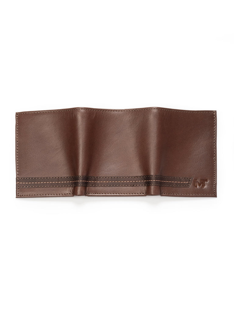 SleekCut Tri-Fold Wallet - Brown Classy Leather Bags
