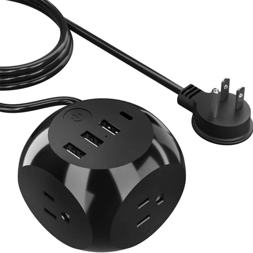 21W Power Strip - Small & Compact - Grounded Dual USB + USB-C - 3 USA Input (PS-3B4U-21W) Ceptics