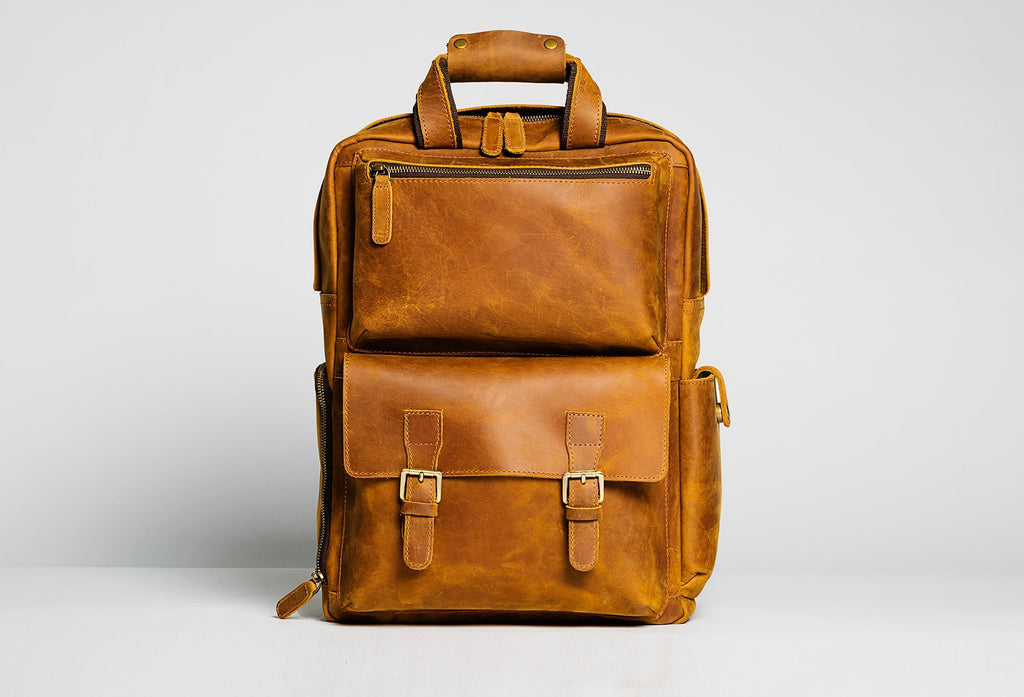 The MANN Bag | Large Capacity Leather Camera Backpack STEEL HORSE LEATHER