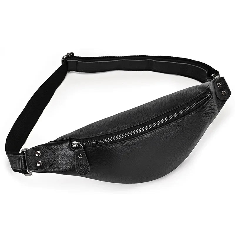 The Walcott Leather Waist Bag | Black Leather Fanny Pack STEEL HORSE LEATHER
