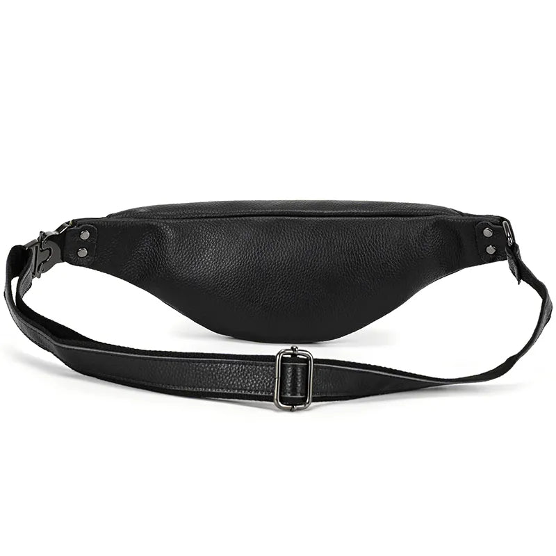 The Walcott Leather Waist Bag | Black Leather Fanny Pack STEEL HORSE LEATHER