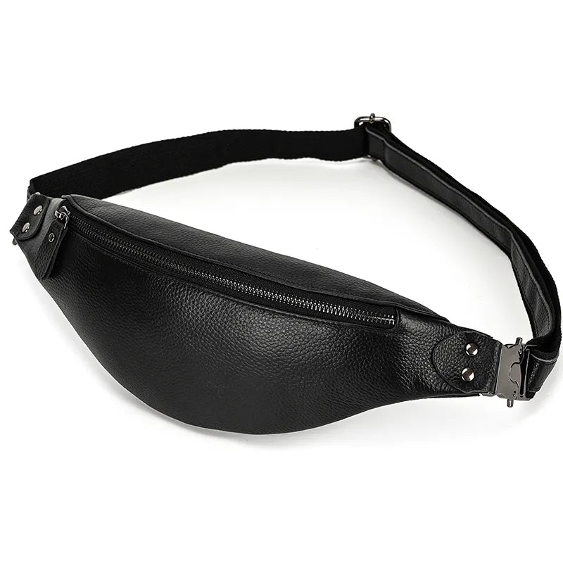 The Walcott Leather Waist Bag | Black Leather Fanny Pack STEEL HORSE LEATHER