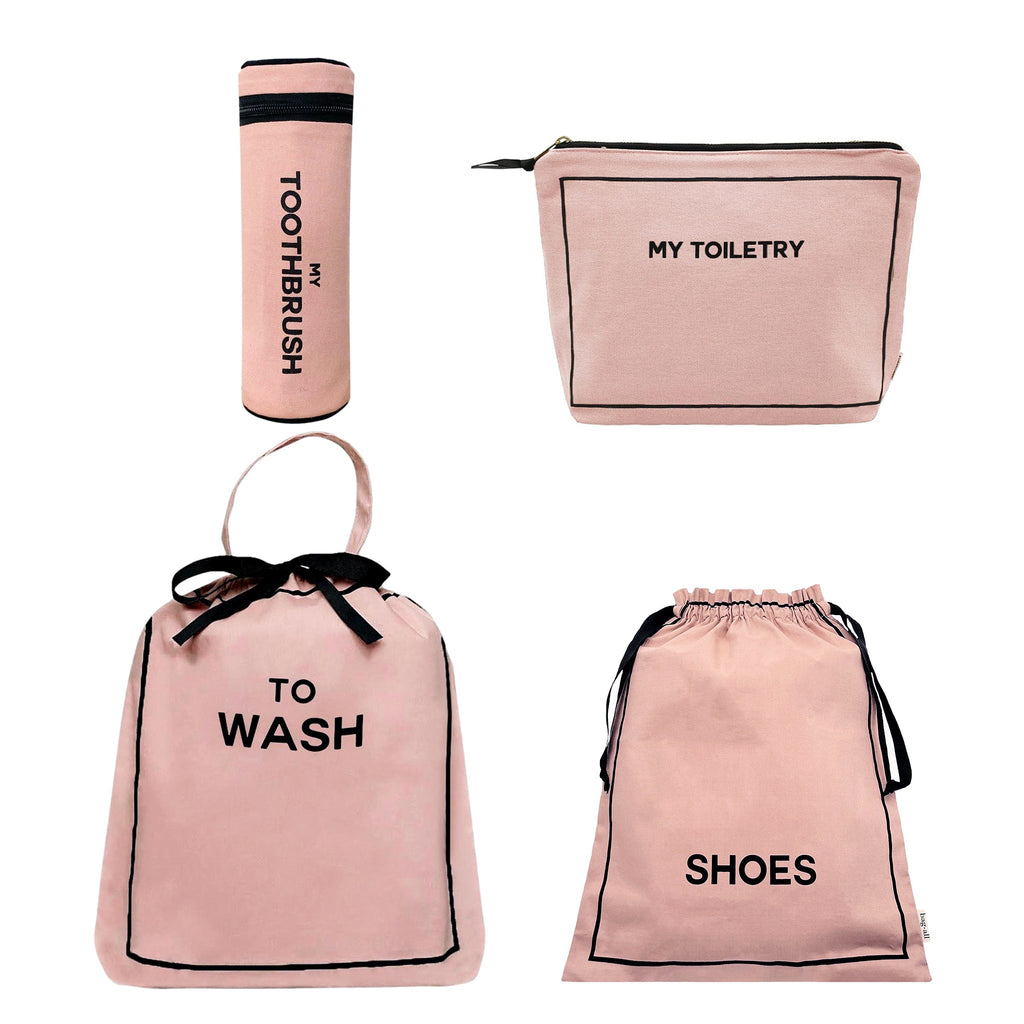 Toiletry Travel Gift Set Deal 4-Pack, Pink/Blush Bag-all