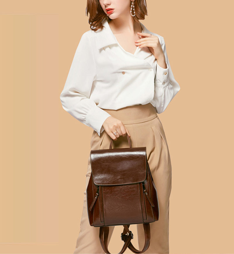 Flash Sale Top Grain Leather Backpack For Women Leather Designer Backpack Stylish Backpack Shoulder Bags RockCow Leather Studio
