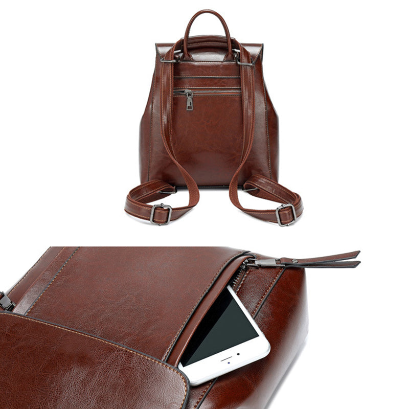 Top Grain Leather Backpack For Women Female Leather Designer Backpack Stylish School Backpack Shoulder Bags RockCow Leather Studio