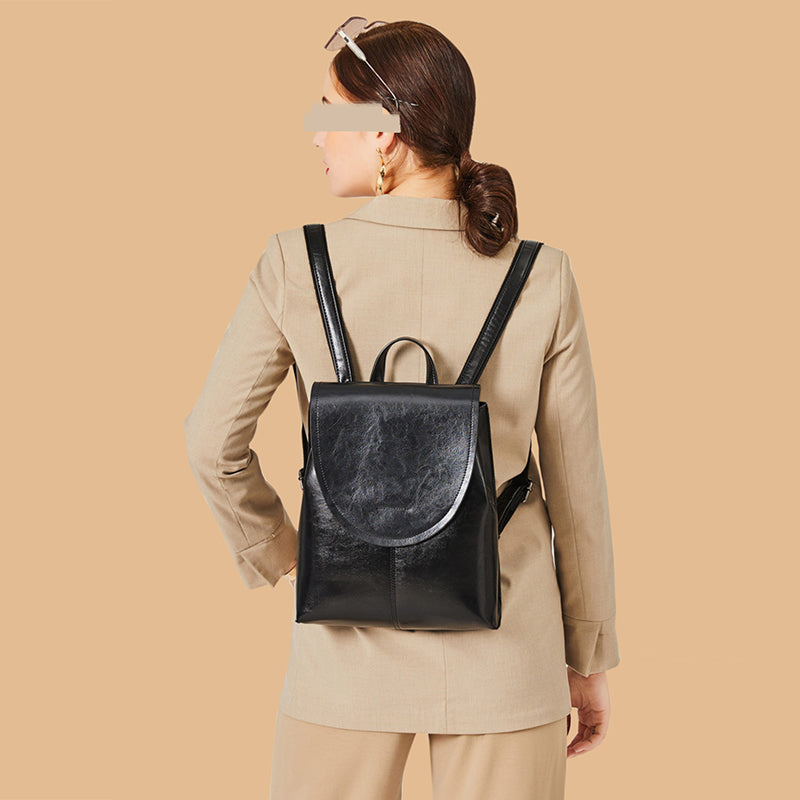 Top Grain Leather Backpack Women City Backpack Natural Cowhide Leather Travel Backpack Stylish Shoulder Bag Christmas Gift SX2612-1 RockCow Leather Studio