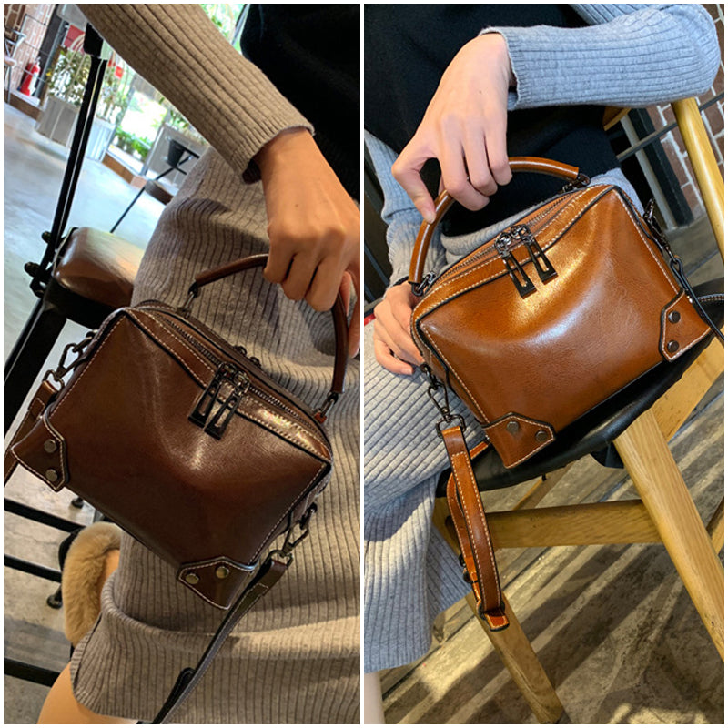 Top Grain Leather Crossbody Bag Women Natural Leather Shoulder Bag Vintage Style Leather Handbag Christmas Gift For Her SX6626 RockCow Leather Studio
