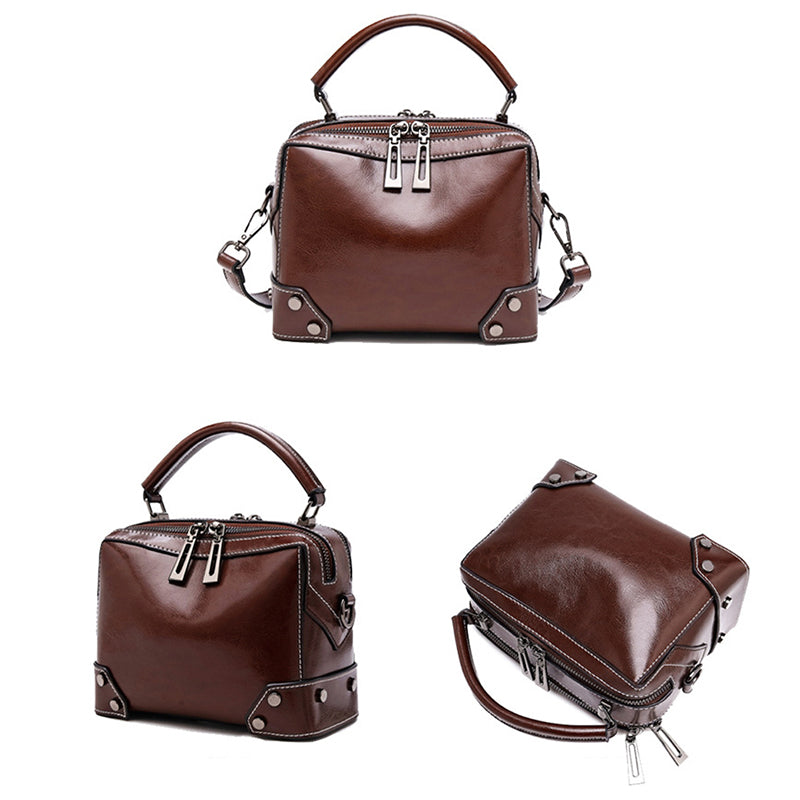 Top Grain Leather Crossbody Bag Women Natural Leather Shoulder Bag Vintage Style Leather Handbag Christmas Gift For Her SX6626 RockCow Leather Studio