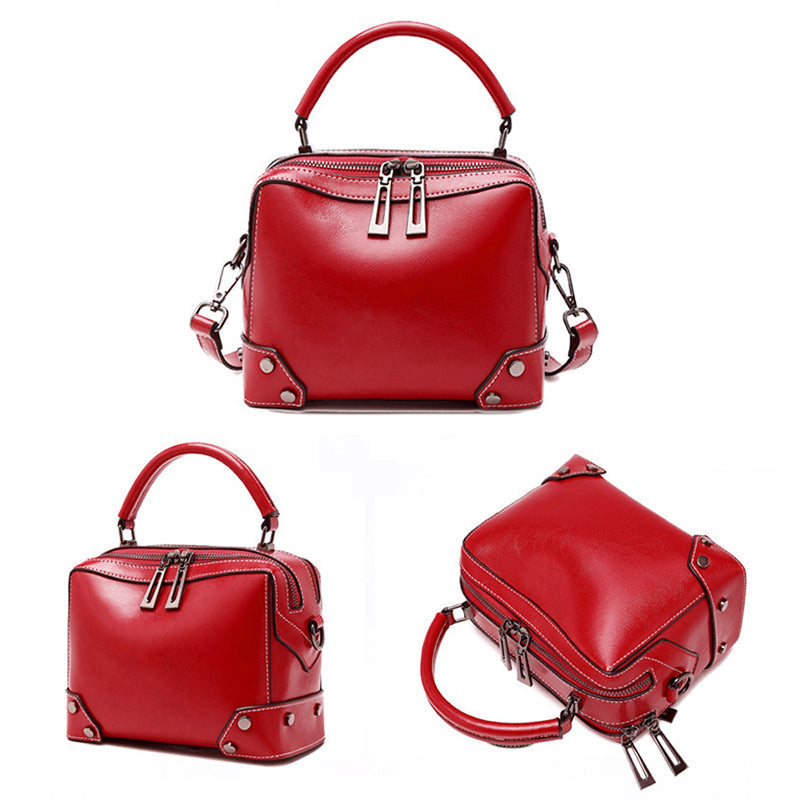Top Grain Leather Crossbody Bag Women Natural Leather Shoulder Bag Vintage Style Leather Handbag Christmas Gift For Her SX6626 RockCow Leather Studio