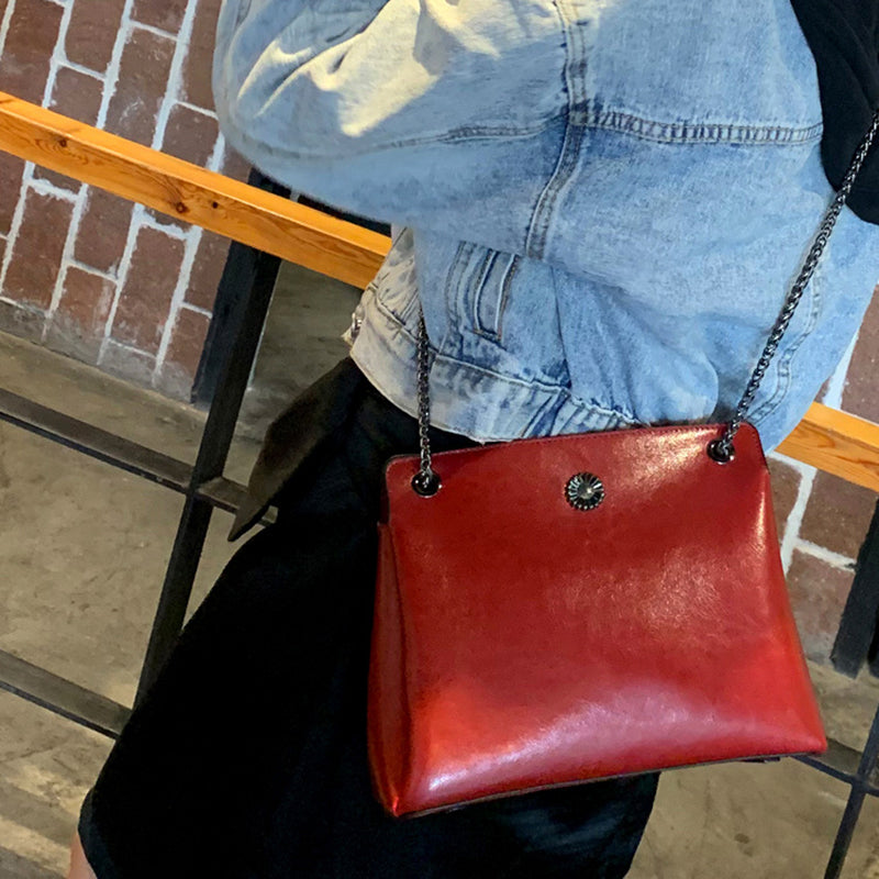 Top Grain Leather Messenger Bag Women Leather Shoulder Bag Casual Genuine Natural Leather Crossbody Bag SX55-519 RockCow Leather Studio