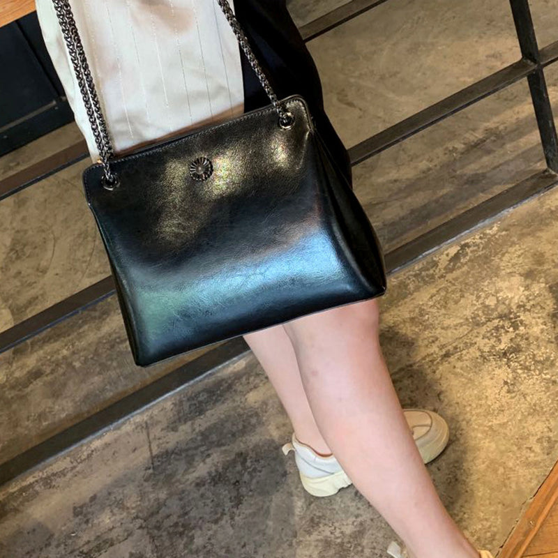 Top Grain Leather Messenger Bag Women Leather Shoulder Bag Casual Genuine Natural Leather Crossbody Bag SX55-519 RockCow Leather Studio