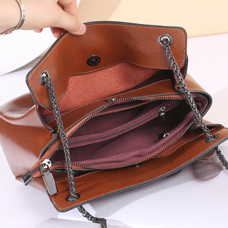 Top Grain Leather Messenger Bag Women Leather Shoulder Bag Casual Genuine Natural Leather Crossbody Bag SX55-519 RockCow Leather Studio