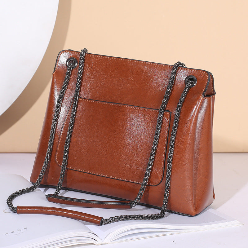 Top Grain Leather Messenger Bag Women Leather Shoulder Bag Casual Genuine Natural Leather Crossbody Bag SX55-519 RockCow Leather Studio