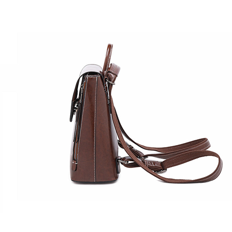 Top Grain Leather Women Backpack Retro Style Leather Rucksack Leather Shoulder Bag For Women RockCow Leather Studio