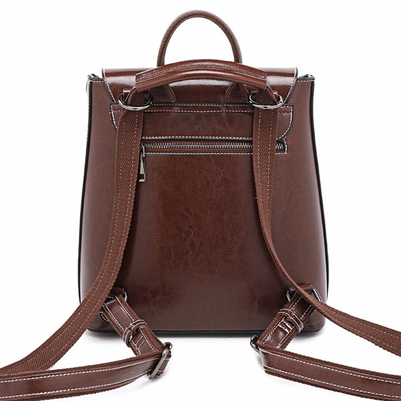 Top Grain Leather Women Backpack Retro Style Leather Rucksack Leather Shoulder Bag For Women RockCow Leather Studio