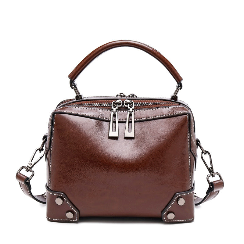 Top Grain Leather Crossbody Bag Women Natural Leather Shoulder Bag Vintage Style Leather Handbag Christmas Gift For Her SX6626 RockCow Leather Studio