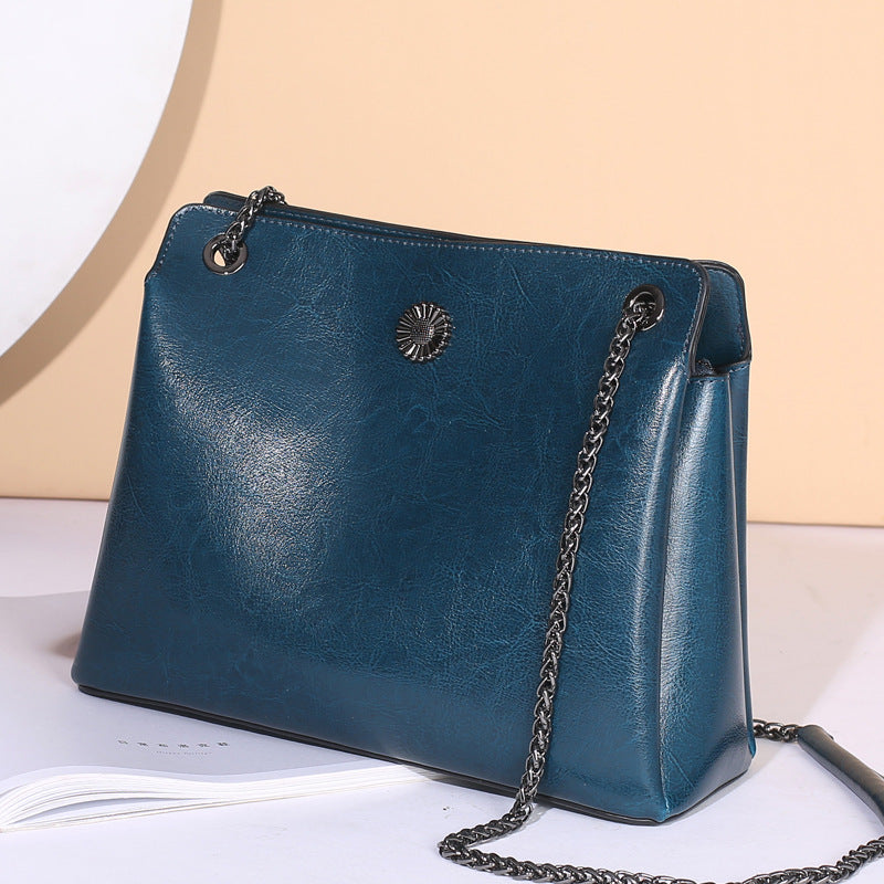 Top Grain Leather Messenger Bag Women Leather Shoulder Bag Casual Genuine Natural Leather Crossbody Bag SX55-519 RockCow Leather Studio