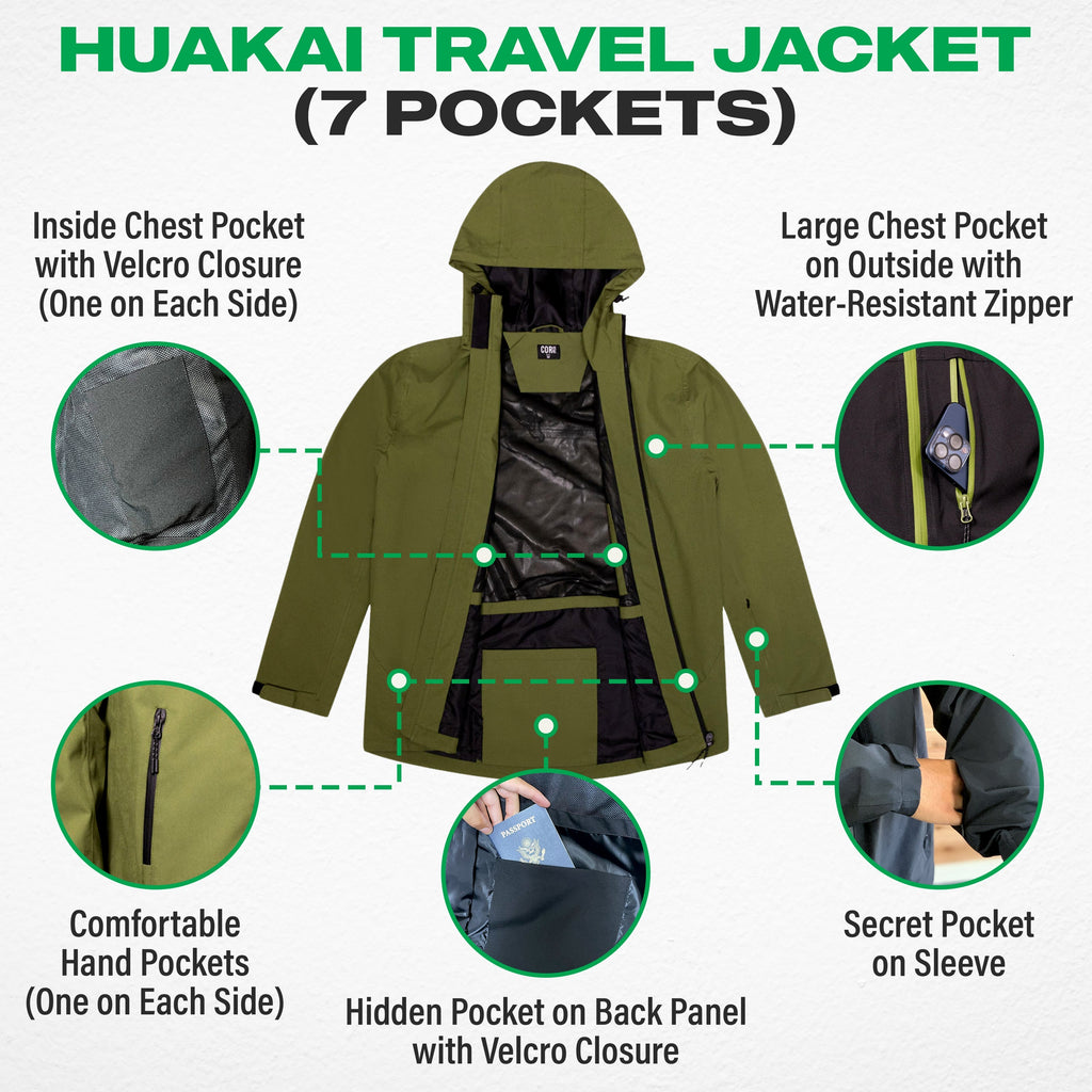 The Huakai Travel Rain Jacket - Unisex COR Surf