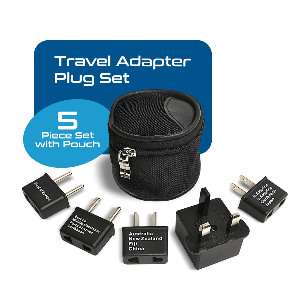 International Travel Adapter Plug Set - 5 pcs Set with Pouch (UP-5S) - Non-Grounded Ceptics