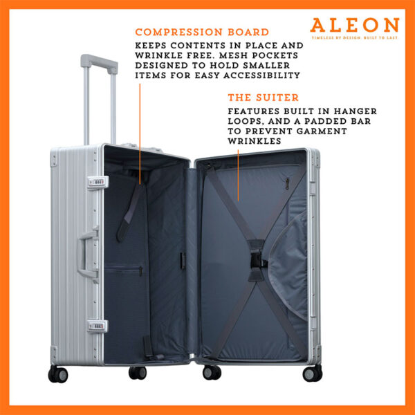 Aleon Aluminum 26″ Traveler with Suiter Checked Suitcase Aleon