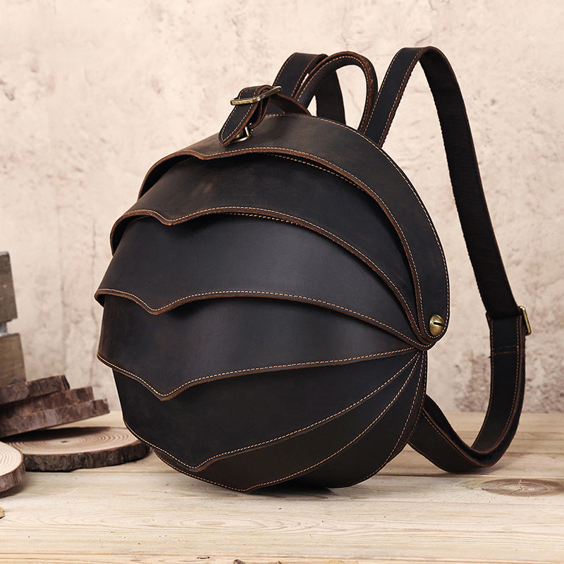 Unique Leather Backpack Handmade Vintage Leather Backpack Full Grain Leather Retro Beetle Rucksack RockCow Leather Studio