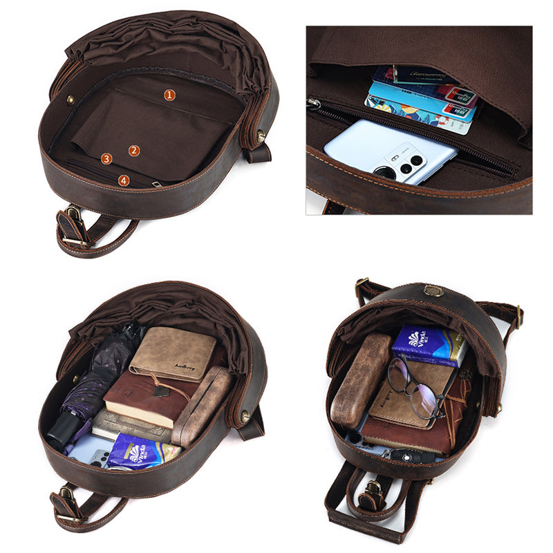 Unique Leather Backpack Handmade Vintage Leather Backpack Full Grain Leather Retro Beetle Rucksack RockCow Leather Studio