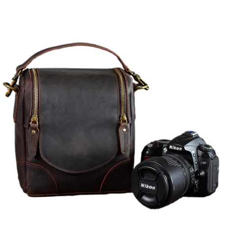 The Calista | Small Leather Camera Bag - Leather Camera Lens Case STEEL HORSE LEATHER