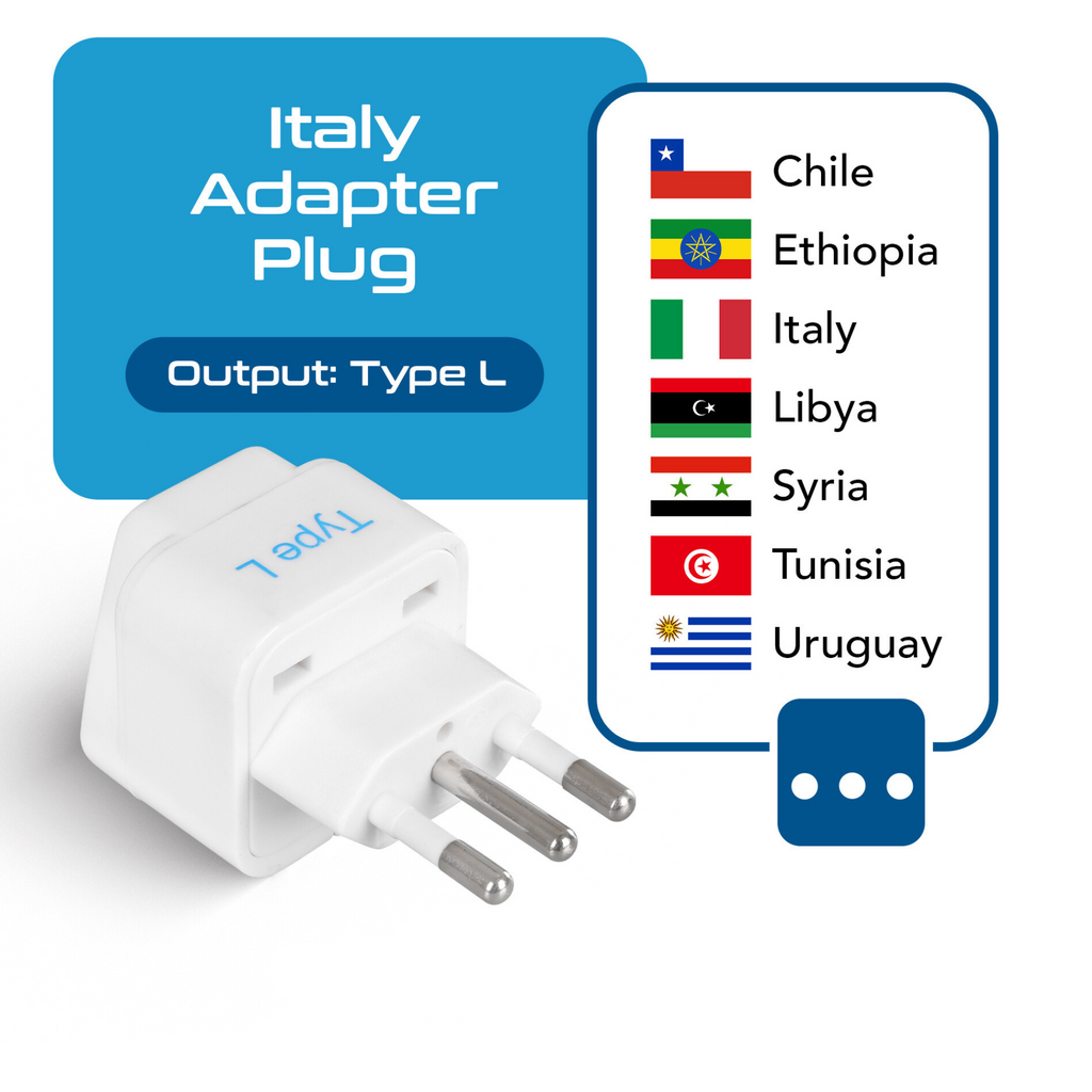 Italy Travel Adapter - Type L - 3 Pack (GP-12A) Ceptics