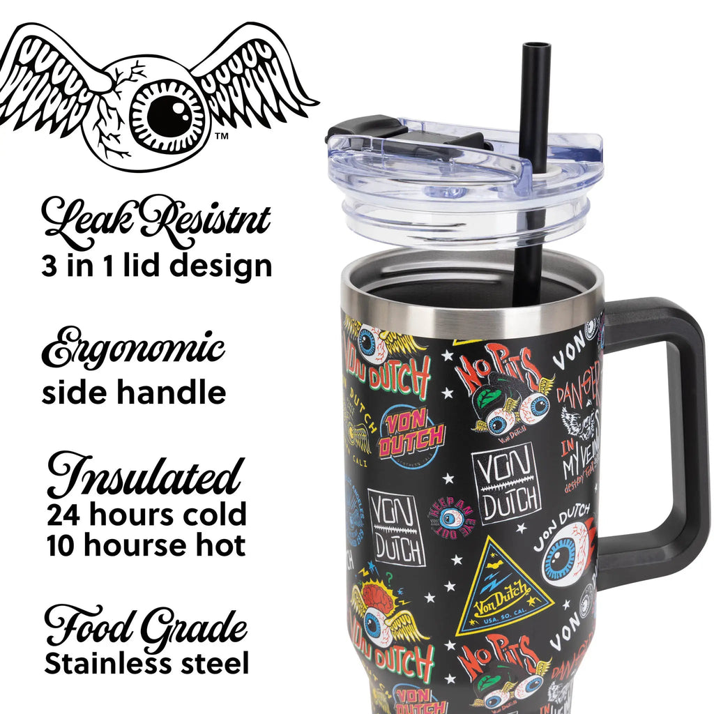 40oz Bold Double Walled Insulated Stainless Steel Tumbler Travellty