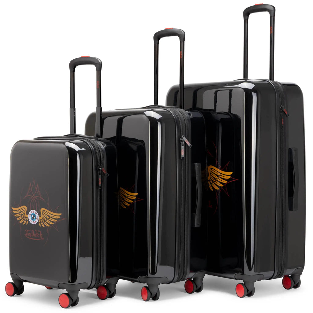 Kustom Kulture 3-Piece Expandable Hardside Spinner Luggage Set Travellty