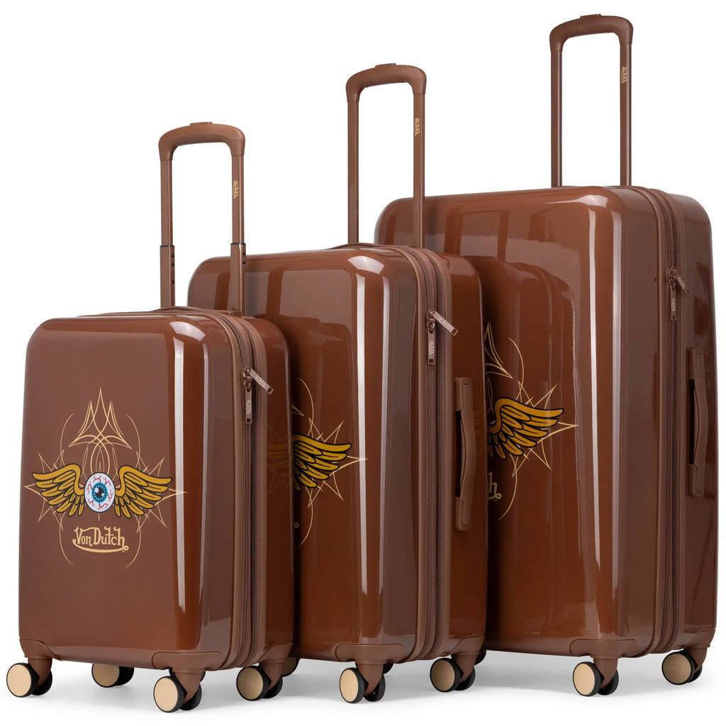 Kustom Kulture 3-Piece Expandable Hardside Spinner Luggage Set Travellty