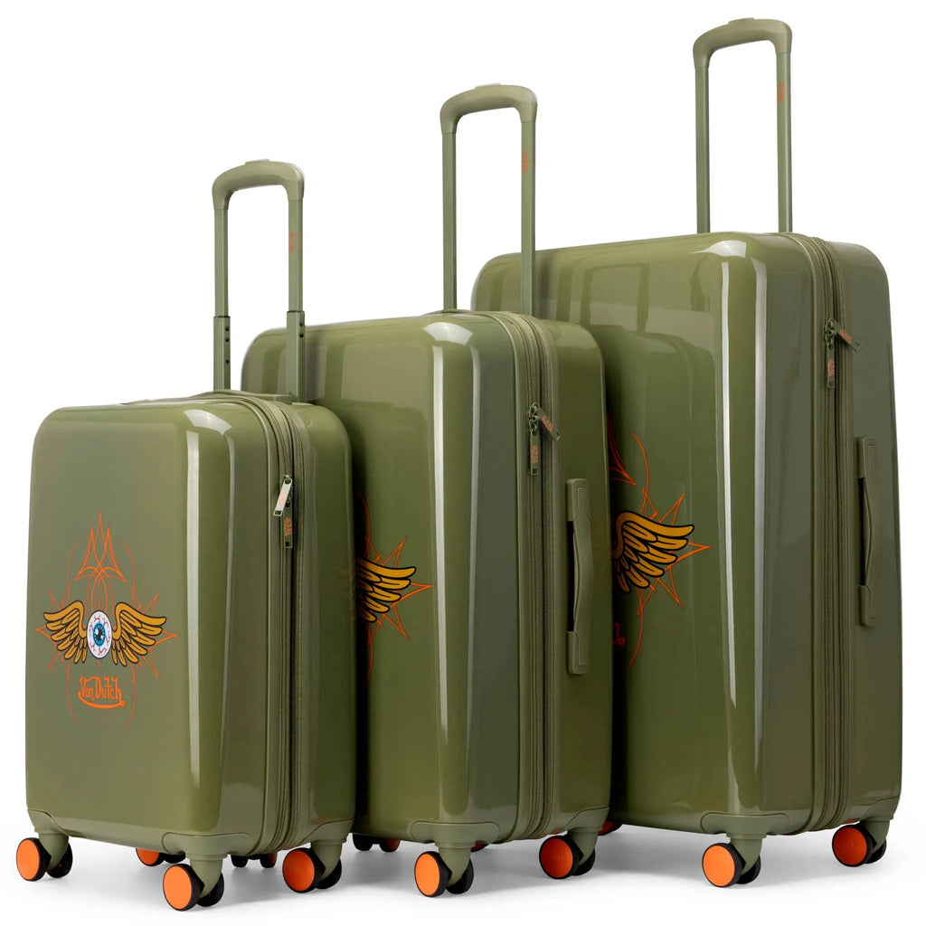 Kustom Kulture 3-Piece Expandable Hardside Spinner Luggage Set Travellty