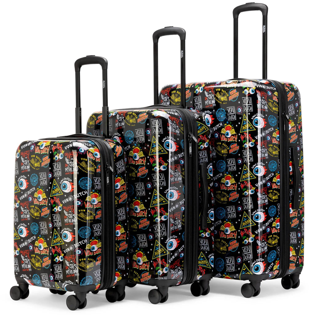 Kustom Kulture 3-Piece Expandable Hardside Spinner Luggage Set Travellty