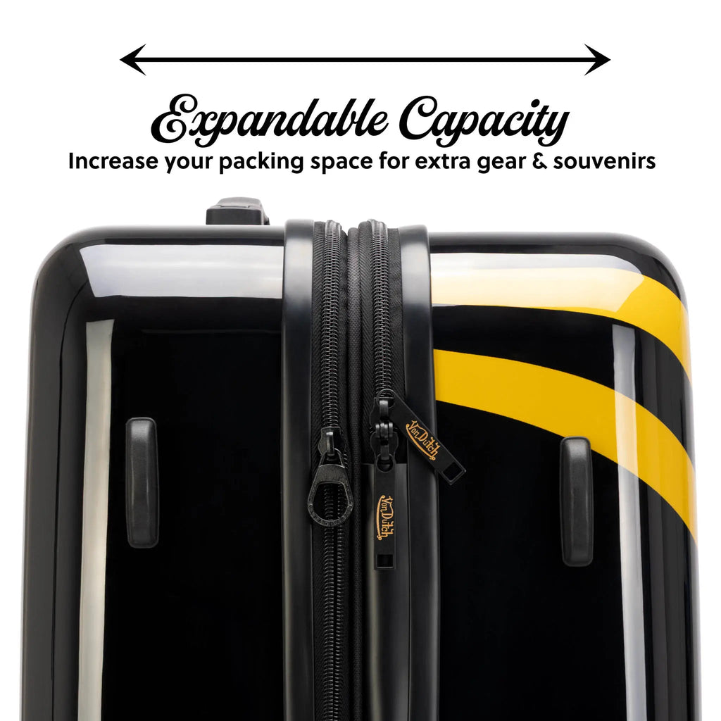 Kustom Kulture 3-Piece Expandable Hardside Spinner Luggage Set Travellty