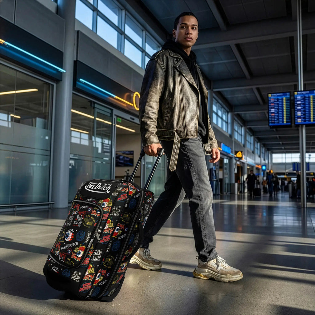 Jax Black 28" Checked Rolling Duffel Travellty