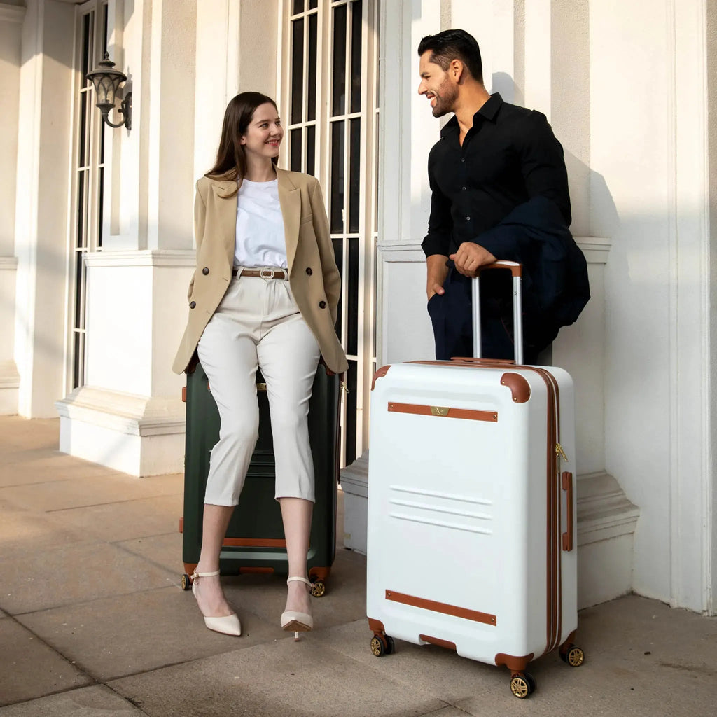 Vintage 3 Piece Expandable Retro Luggage Set Travellty