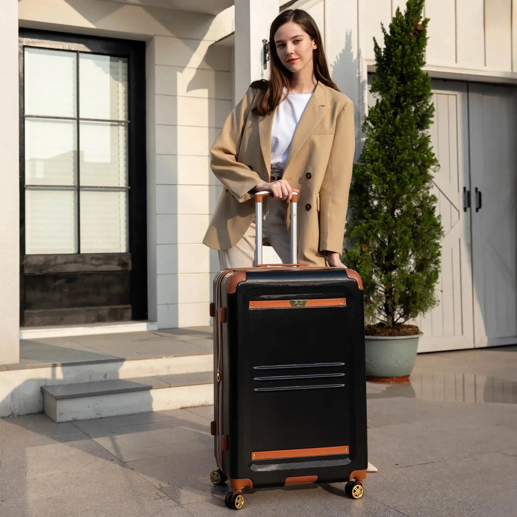 Vintage 3 Piece Expandable Retro Luggage Set Travellty