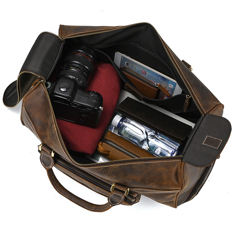 Vintage Full Grain Leather Travel Bag Handmade Leather Duffle Bag Holdall Trolley Luggage Bag RockCow Leather Studio