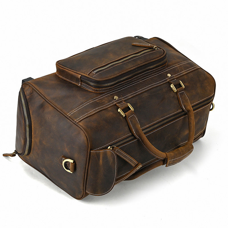 Vintage Full Grain Leather Travel Bag Handmade Leather Duffle Bag Holdall Trolley Luggage Bag RockCow Leather Studio