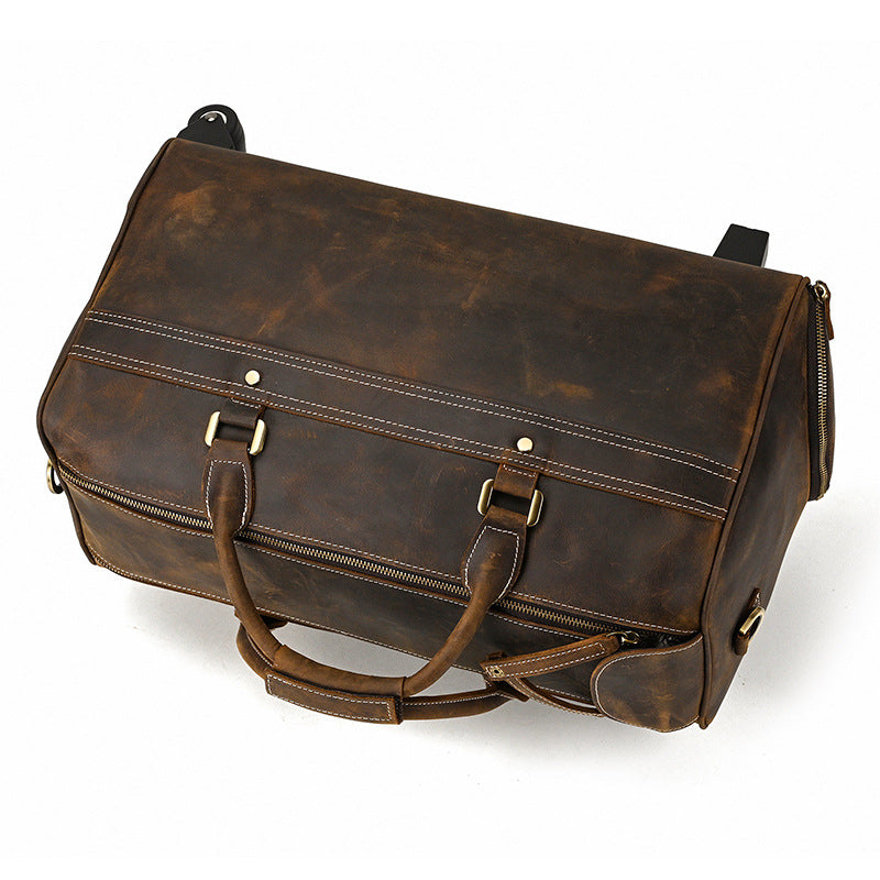 Vintage Full Grain Leather Travel Bag Handmade Leather Duffle Bag Holdall Trolley Luggage Bag RockCow Leather Studio