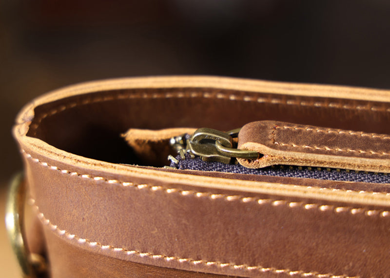 Vintage Leather Briefcase Full Grain Leather Messenger Bag Men Leather Shoulder Bag Leather Laptop Bag Business Handbag RockCow Leather Studio